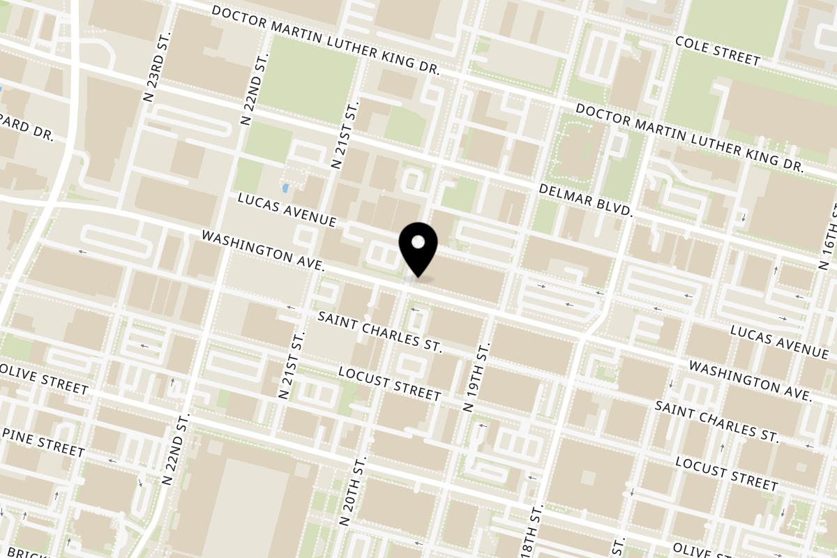 Map showing the location of Ozzy's Market on 1933 Washington Ave in St. Louis